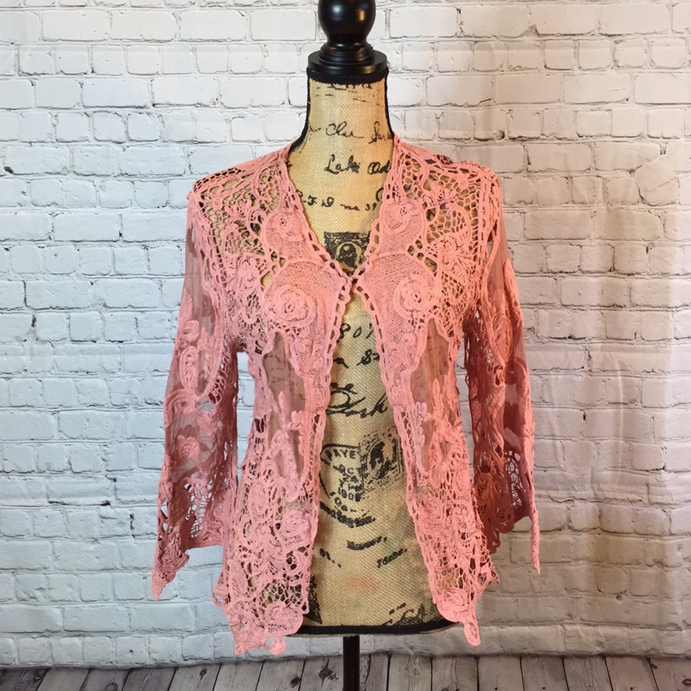 Indigo Thread Co Dusty Rose Lace Jacket Small